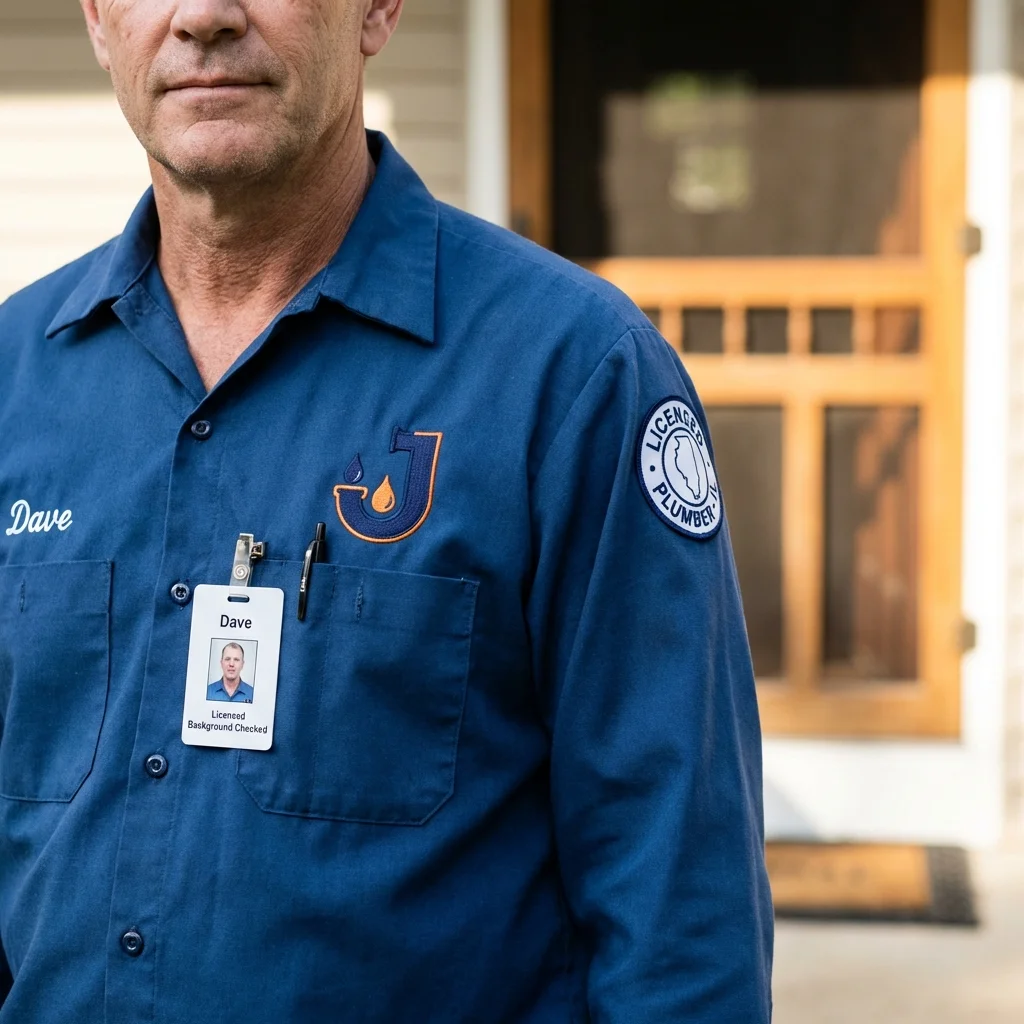 Licensed plumber showing ID badge in Laguna Hills, CA