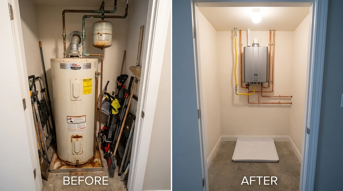Tank water heater versus wall-mounted tankless unit comparison for Laguna Hills, CA homeowners